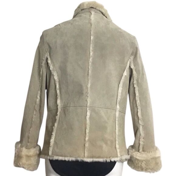 Wilsons Leather Penny Lane Style Suede Faux Fur Trim Coat Size Large - Picture 3 of 14